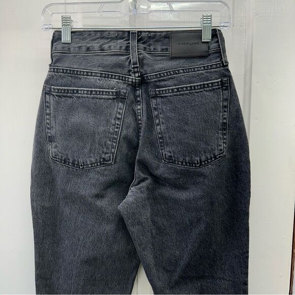 Everlane curvy 90's cheeky straight ankle button fly black jeans women's 25 - Picture 4 of 8
